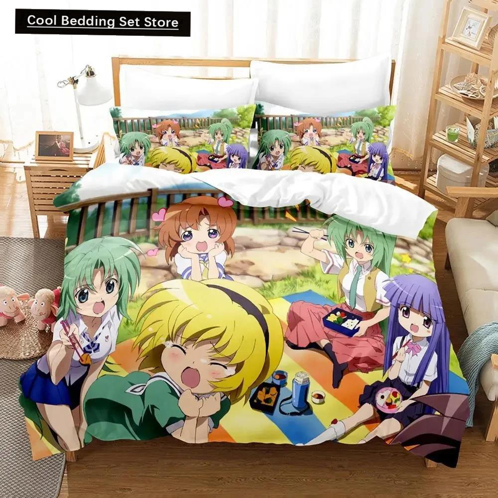 3D Anime Higurashi When They Cry Bedding Set Duvet Cover Bed Set Quilt Cover Pillowcase Comforter King Queen Size Boys Adult