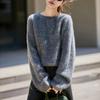 Women's Plush Wool Round Neck Sweater - Seamless, Thickened, Warm, and Versatile for Autumn and Winter.