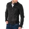 Мужская куртка из натуральной кожи ягненка черного цвета, стильная байкерская куртка-бомбер, верхняя одежда MJ 155