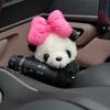 Car Cute Bowknot Panda Wiper Turn Signal Switch Ornaments Plush Decor Doll Auto Interior Accessories