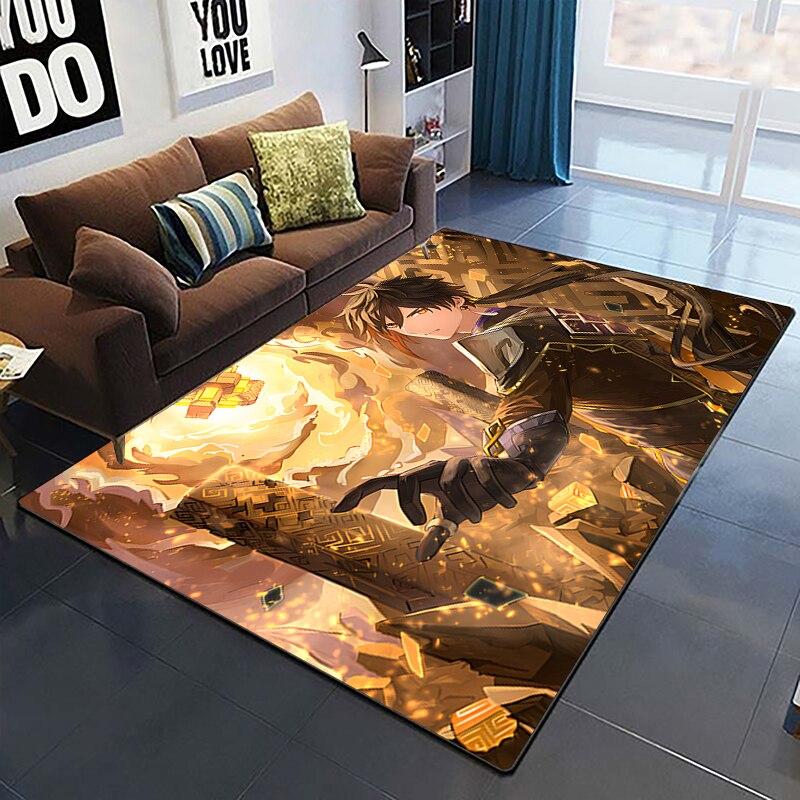 Genshin Impact Carpets Living Room Decoration Bedroom Parlor Tea Table Area Rug Mat Soft Flannel Large Rugs and Baby Gift Carpet