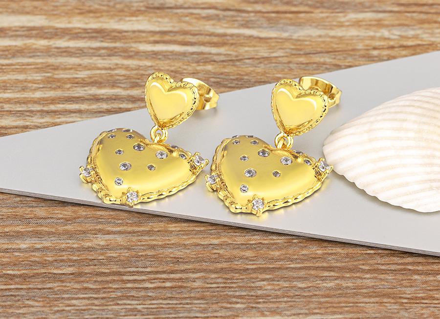 Nidin New Fashion Heart Dangle Earrings for Women Elegant Shiny Rhinestone Crystal Bride Wedding Ear Jewelry Accessories Gift