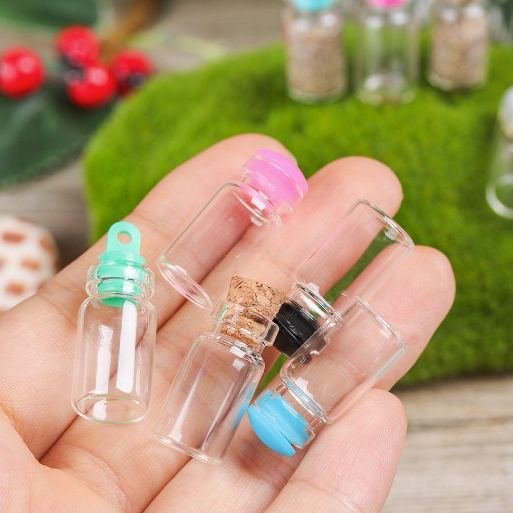 5/10pcs Small Drift Bottle Glass Jars Decoration DIY Containers Mini Message Vials Ornament Cork Stopper Rainbow Wishing Bottle