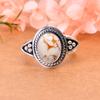 Copper White Turquoise Designer Handmade Oxidised 925 Sterling Silver Ring V2937, White Ring, Oval Ring, Valentin's Day Gift, Gift For Her, Birthday G