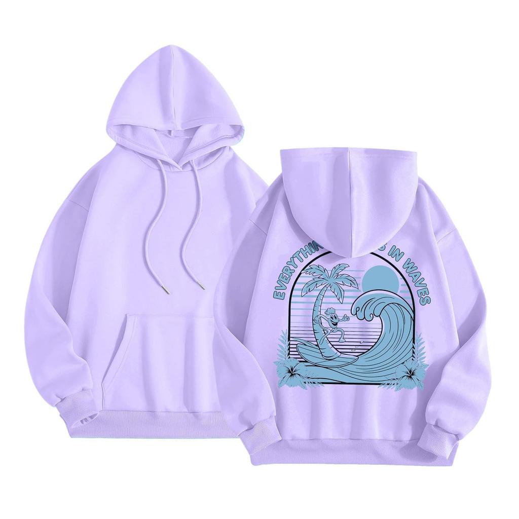 Женская модная толстовка с длинным рукавом, принтом букв, капюшоном, завязками, большим карманом, толстовка сверху