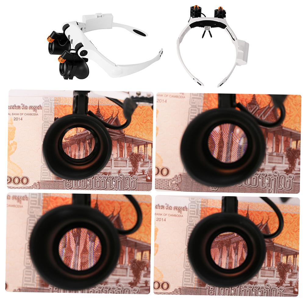 Headband Magnifier Eye Loupes Eyeglass Style Hands-Free Magnifying Multiple Magnifications with Warm and Cool LED Lights