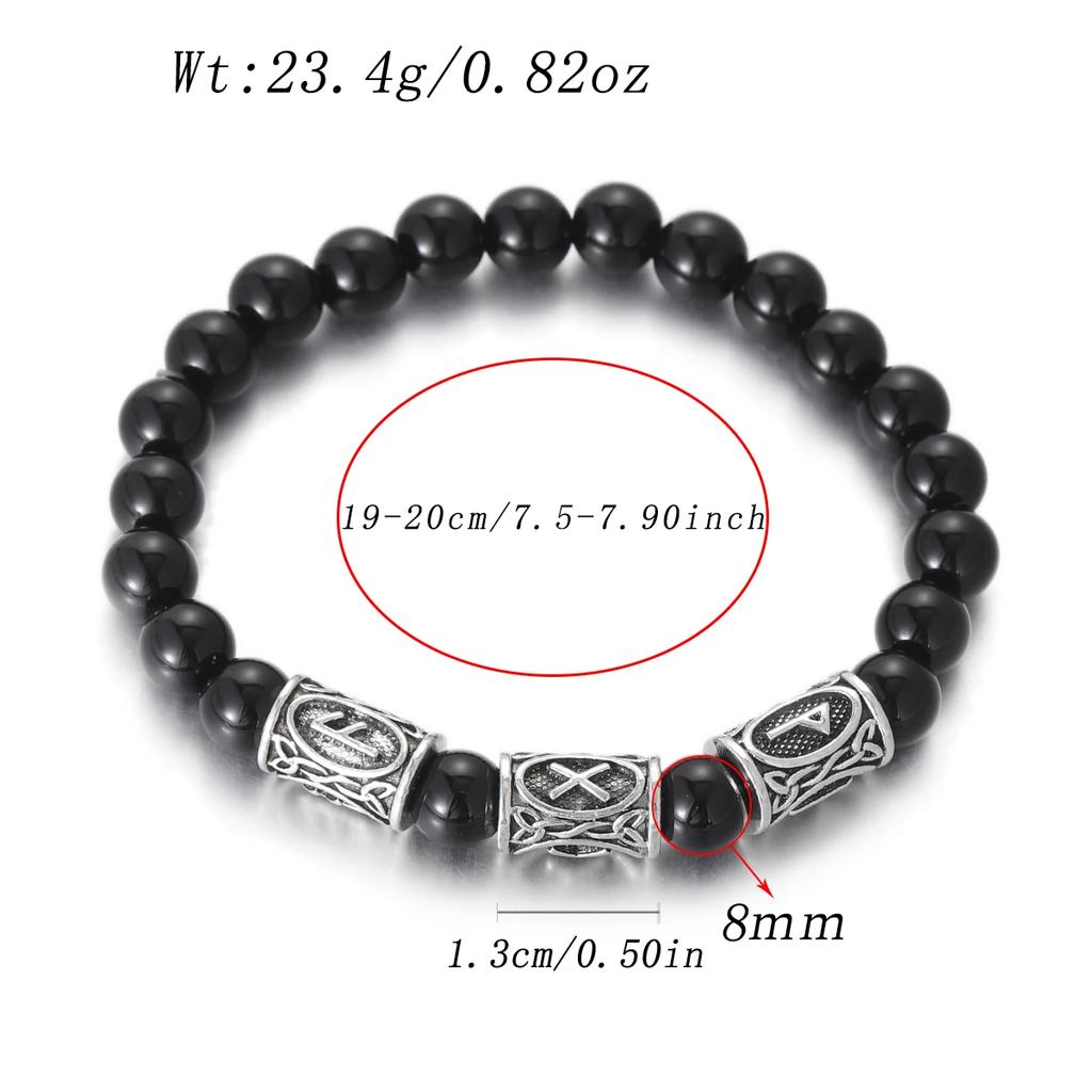 Браслет мужской Викинг Руны Норвегии Камень 8 мм Натуральный Нефрит Содалит Бирюза Бусины Лавы Украшения Браслеты Мужские Pulseras