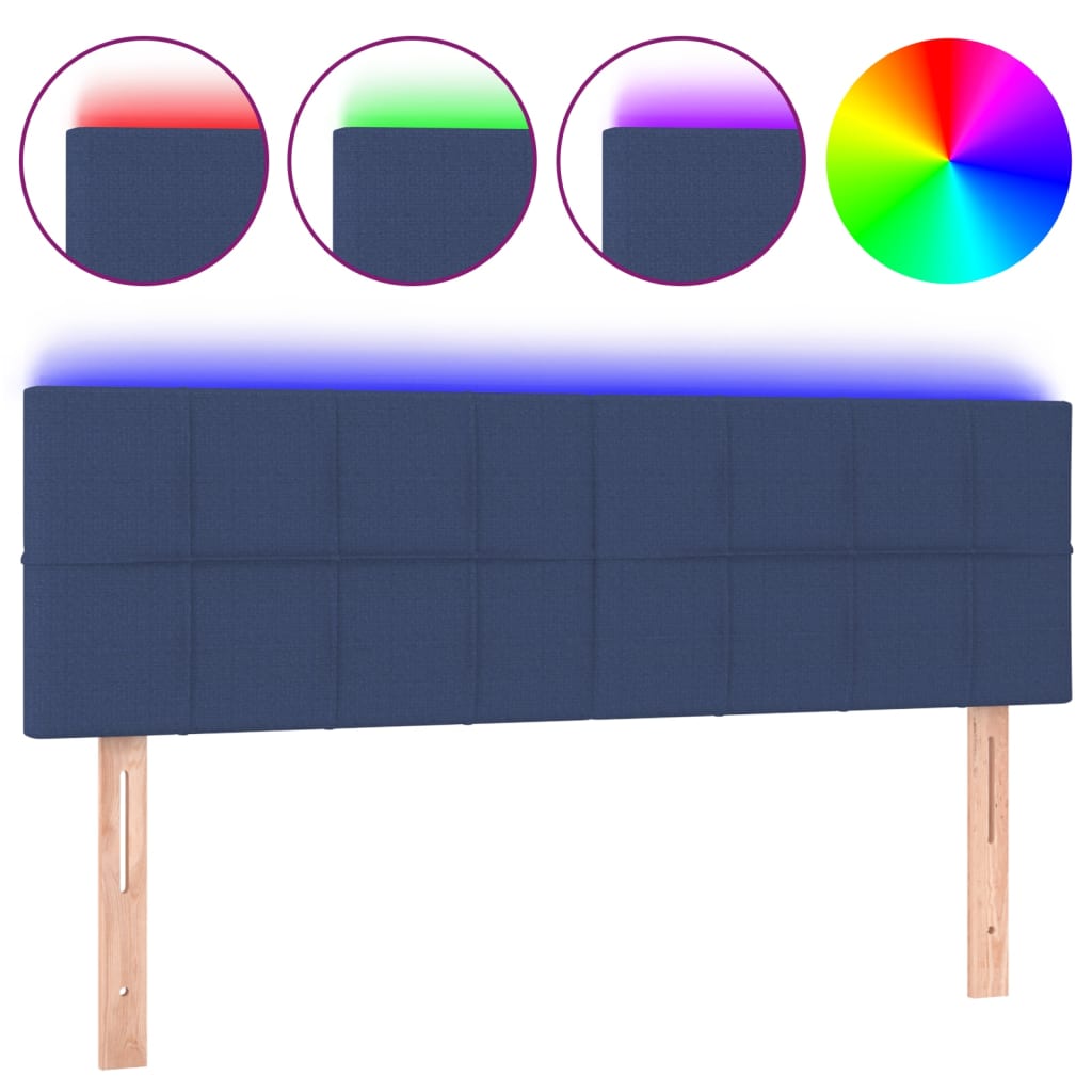 LED Headboard in Blue 144 x 5 x 78 88 cm Fabric
