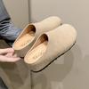 2025 осень и зима новые на плоской подошве ленивые полушлепанцы на одном педале матовая кожа ретро сумка голова шлепанцы женские