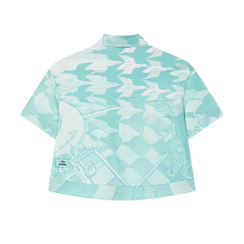 Новая женская футболка FILA x M.C.ESCHER SS25, синяя F11W538402F-ZA