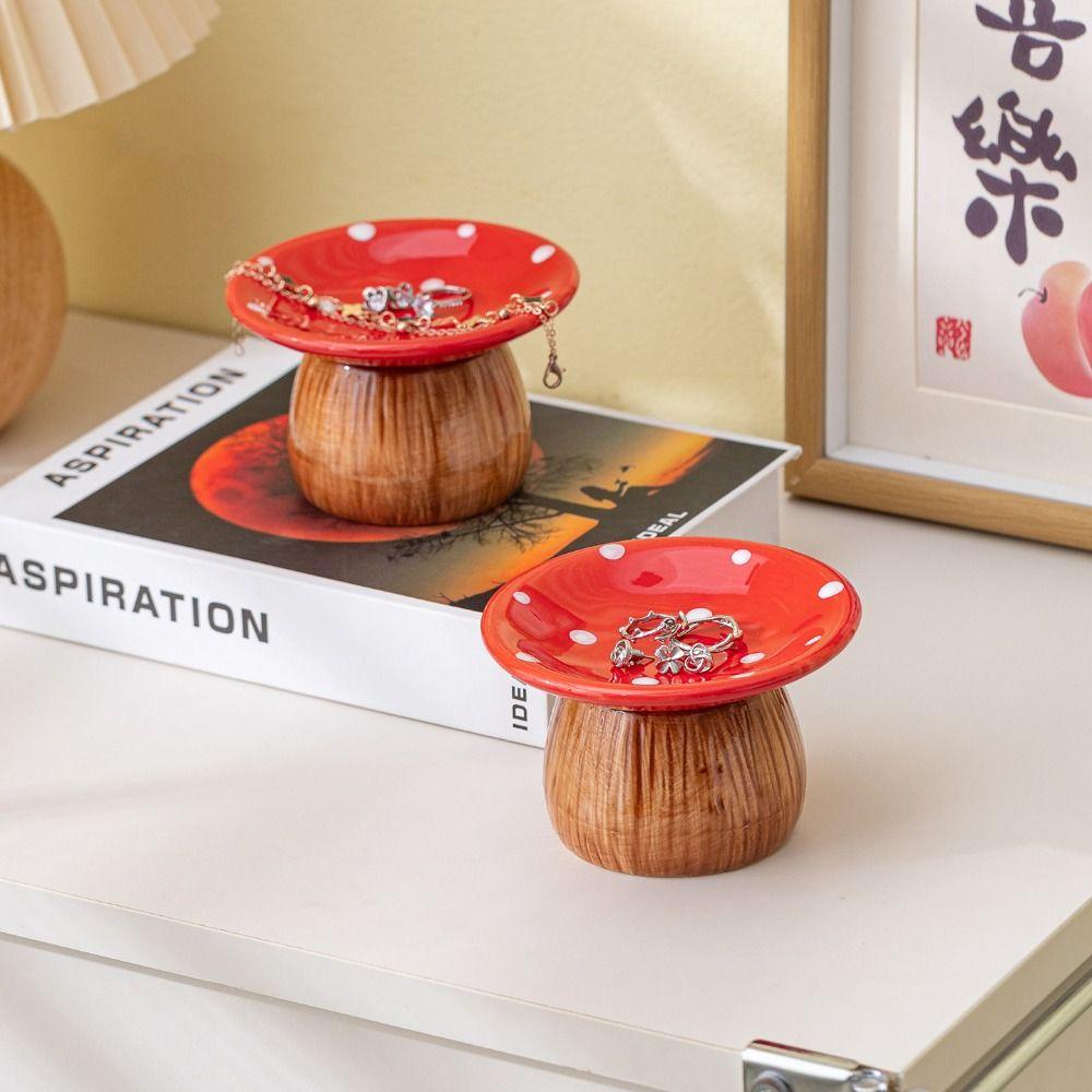 Mushroom Shape Mushroom Storage Tray Detachable Decorative Jewelry Organizer Smooth Surface Multi-functional Trinket Dish