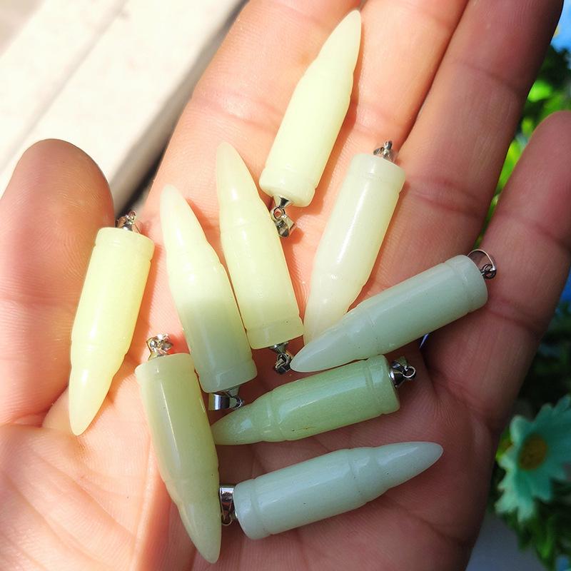 Ожерелье с подвеской в виде пули из светящегося камня Wolf - флюоритовые мужские украшения