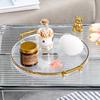 Multipurpose Round Storage Tray Gold Fruit Tray New Tea Cup Storage Plate  Living Room
