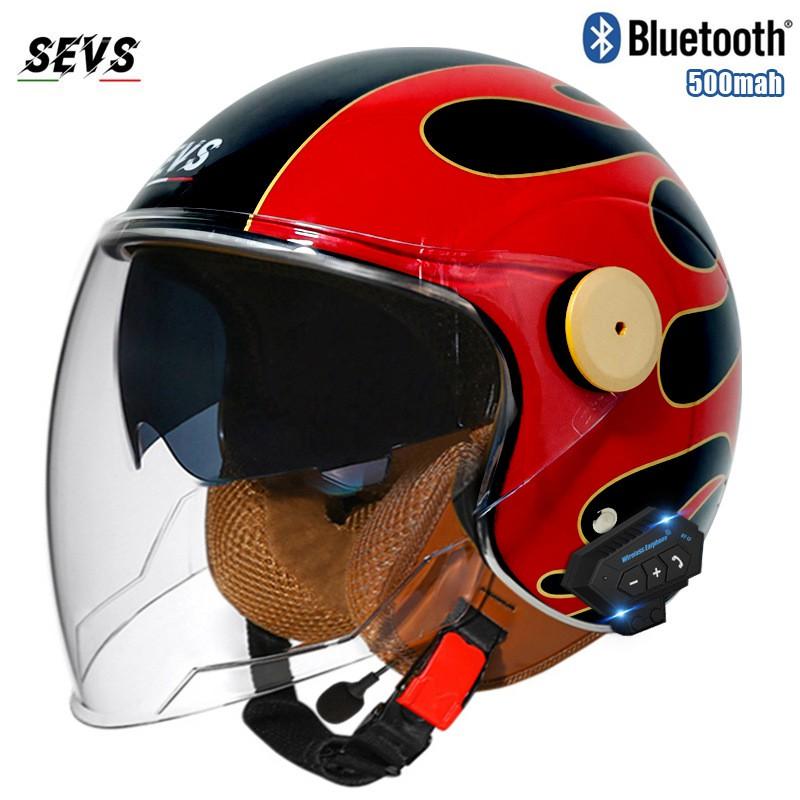 3C DOT Certified Bluetooth Motorcycle Half Helmet Retro Style Men Women All Season