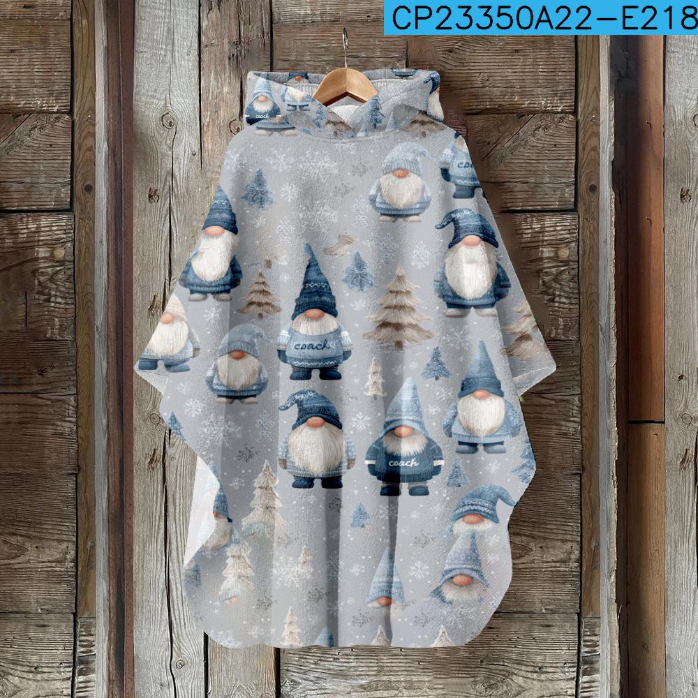 Женский плащ с капюшоном с 3D цифровой печатью – Рождественский винтажный стиль