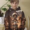 Boys' Off-road Motorcycle Pattern Hooded Sweatshirt - Rider and Track Print, Suitable for Motorcycle Racing Fans