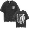 Washed Vintage Anime Attack on Titan Mikasa Ackerman Merch Tshirt Men Women Manga Cosplay Oversized T Shirt Man Cotton Tshirts