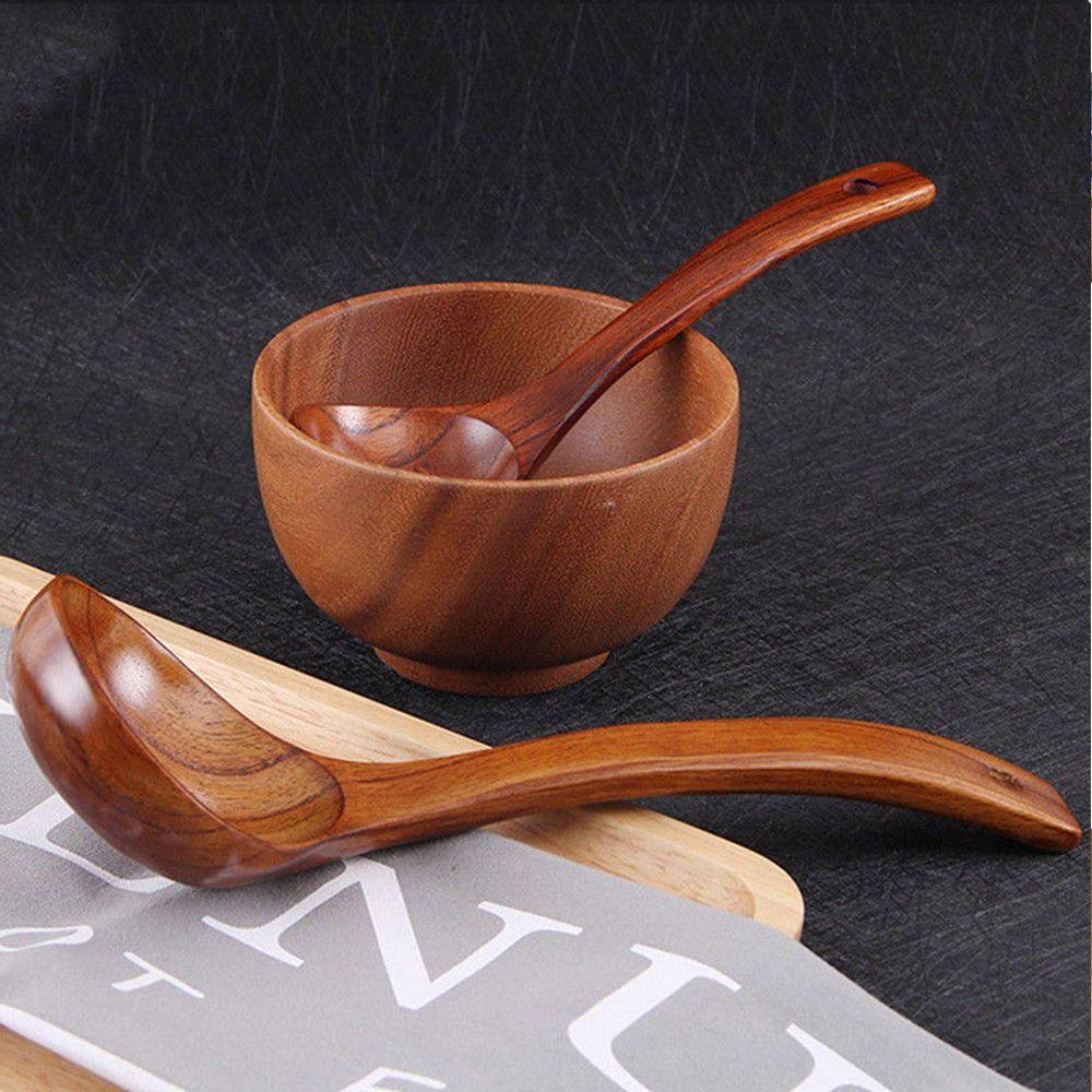 Утварь для рамена с длинной ручкой Столовые приборы Половники Деревянная ложка Натуральные Кухонные принадлежности