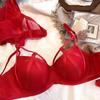 Women Lace Underwear Sexy Hollow Push Up Bra Set Classic Bandage Lingerie Fashion Fluorescent Plus Size C D Brassiere