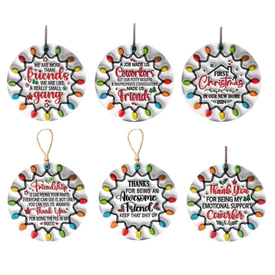 Friendship Christmas Ornament Acrylic Best Friend Gifts Xmas Tree Hanging Decoration for Women Sister Coworker