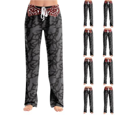 Женские пижамные штаны, одежда для сна, повседневные брюки с эластичной резинкой на талии, удобные прямые свободные брюки для йоги