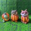 Vivid Halloween Pumpkin Owl Statue Cute Miniature Figurine Ornament  Living Room