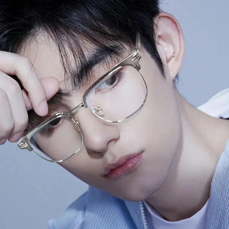Хромированные очки с защитой от синего света Мужские модные прямоугольные полуободковые очки для женщин Офисные компьютерные очки