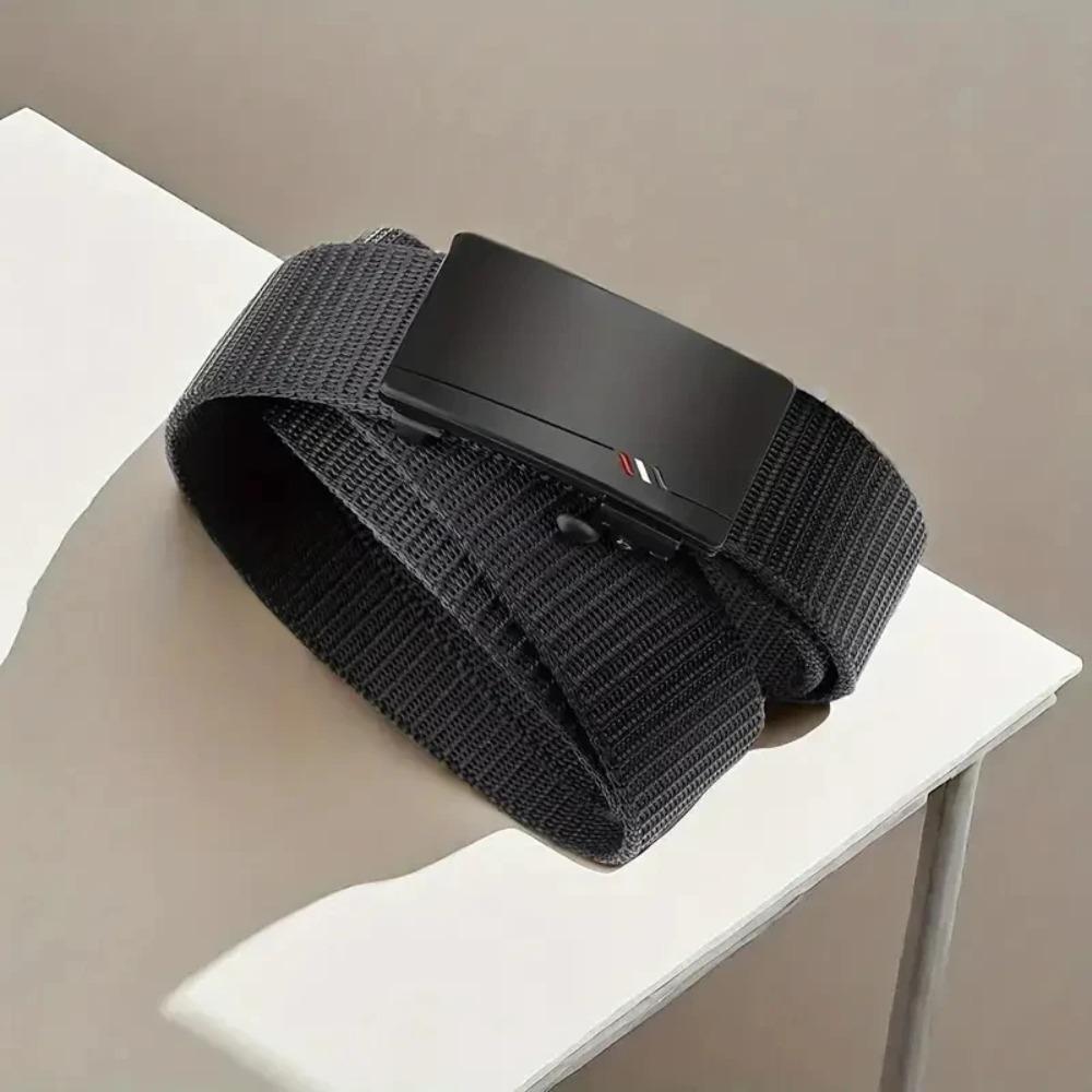 Мужской уличный повседневный спортивный ремень, Беззубчатый, Быстросъемная пряжка, Автоматическая пряжка, Черный, Качество