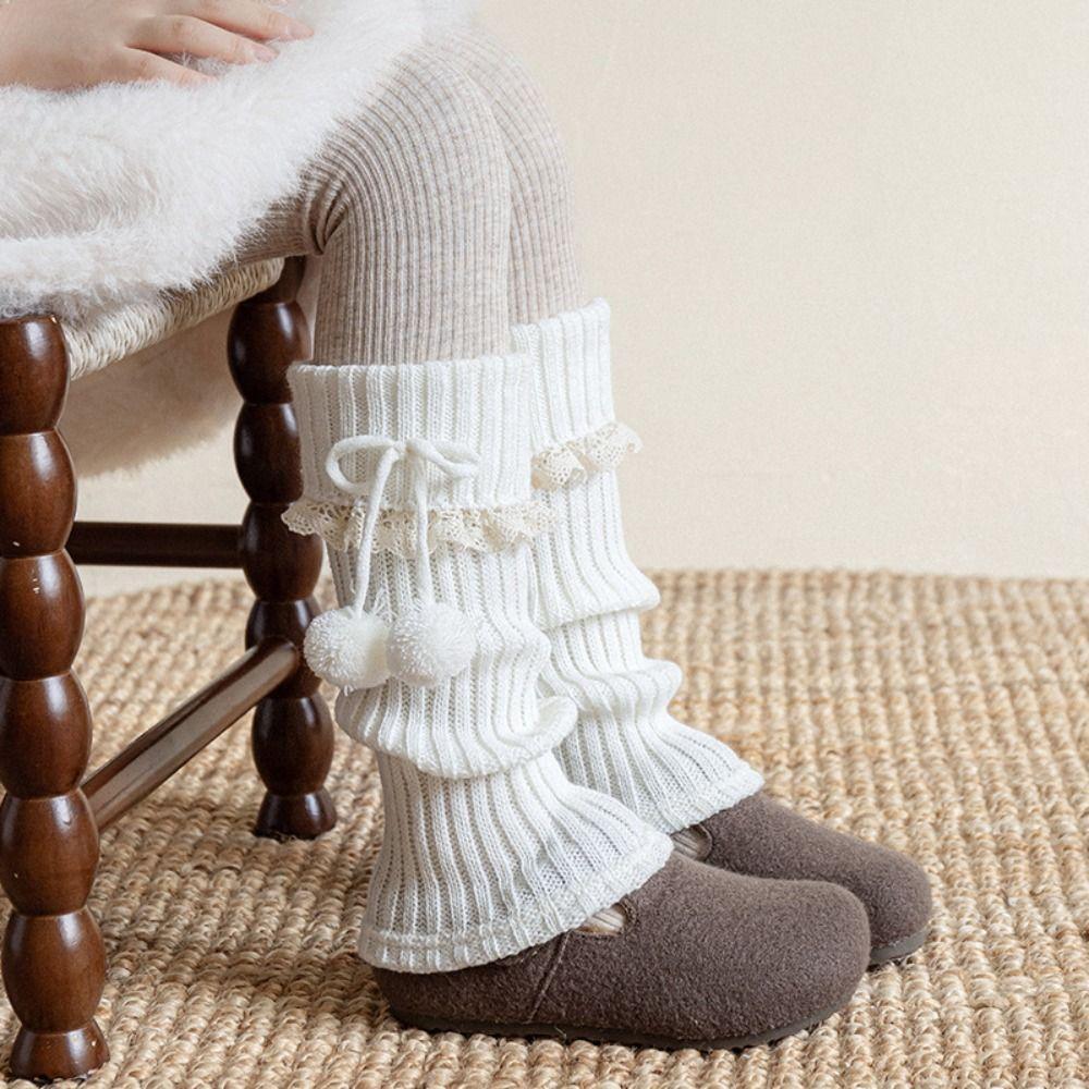 Y2K Lolita Bowknot Boots Cover Lace Women's Leg Warmers Fashion Mid-tube Socks  Girl