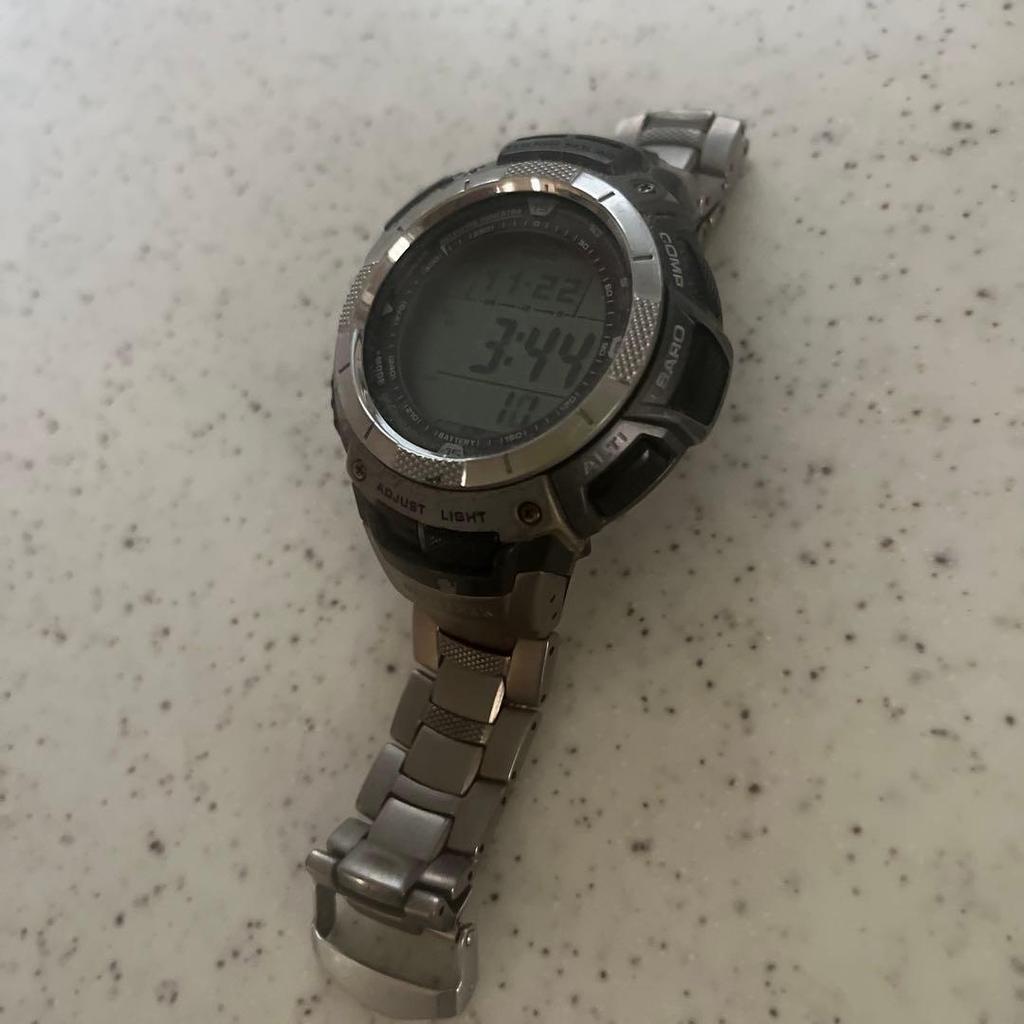 Б/у CASIO PRO TREK PRW-1000TJ Титановый браслет Радиоуправляемые Солнечные