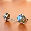 Labradorite Stud Earrings Real Crystal Jewelry, Bridesmaid Gifts , labradorite leaf stud earrings with push lock , bridesmaid gift , stud