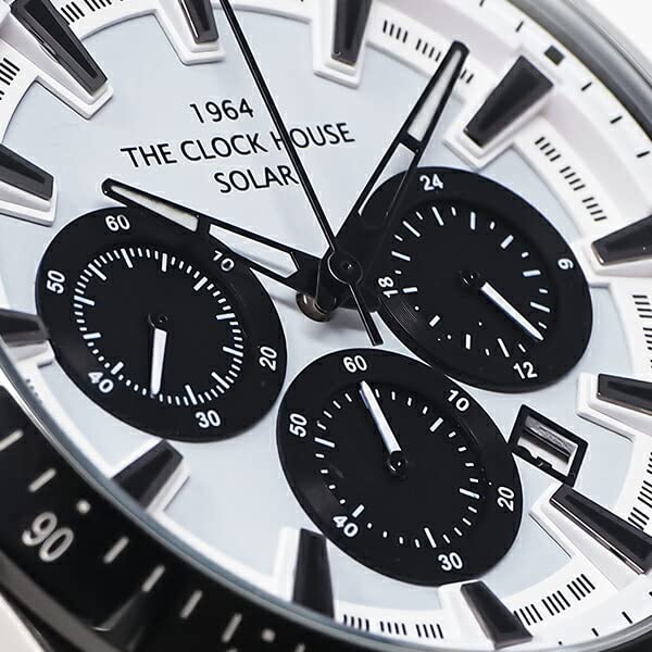 Часы Clock House Business Casual Solar Chronograph, белые и черные, цвет «панда», мужские, MBC1003-WH1A
