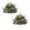 Yousheng Lighted Artificial Christmas Urn Filler Battery Powered Pre-lit Xmas Pine Trees with LED Lights And Tripod Stake Holiday Planter Filler