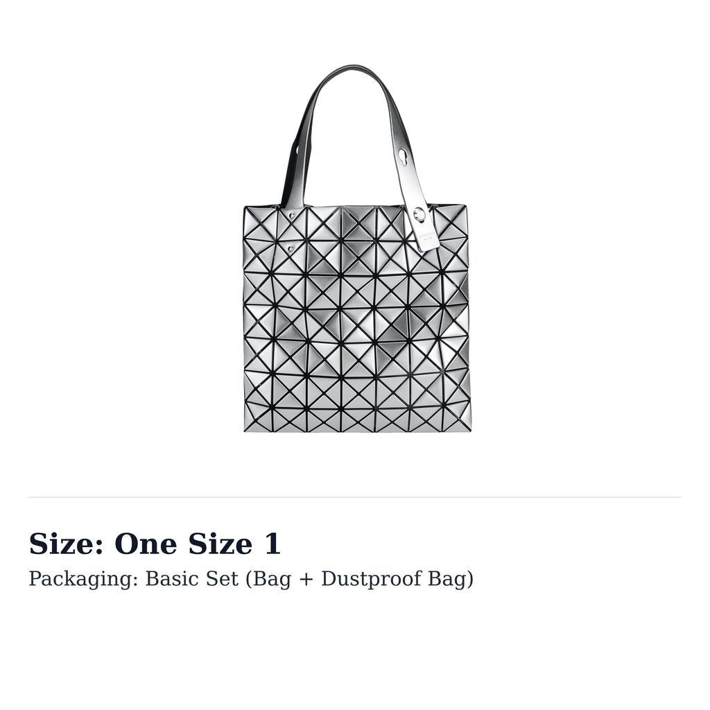 ISSEY MIYAKE PLATINUM COFFRET Polyurethane Tote Bag, Shopping Bag, Handbag Women's Silver BB51-AG174-91