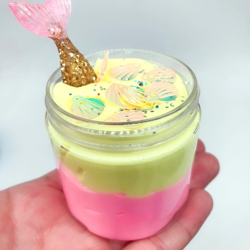 Русалочка хлопковая слизь пушистая кристальная грязь лепка глина антистрессовая игрушка замазка для детей большая игрушка слизь