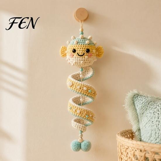 Coastal Style DIY Decor Items Ocean Animal Spiral Crochet Kit, Hanging Ornament Beginner Craft Handmade Gift for Mothers Kit with Yarn And Accessories