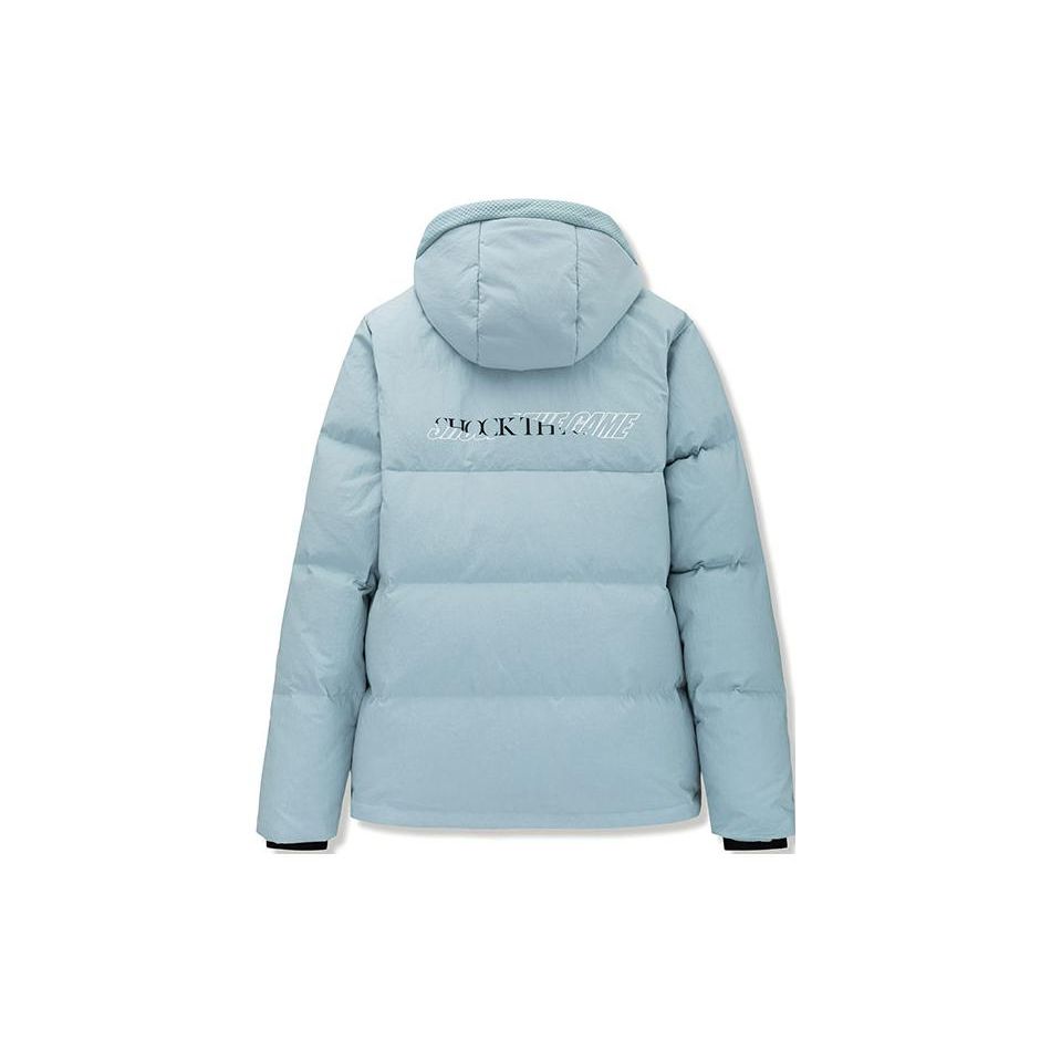 Anta Баскетбольная серия, однотонный утепленный теплый пуховик с капюшоном и буквенным принтом, мужская верхняя одежда, бирюзовый 152241914N-2