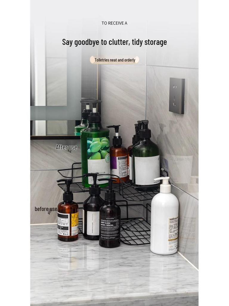 Угловая полка для хранения в ванной без сверления - Настенная стойка-органайзер для туалетных принадлежностей