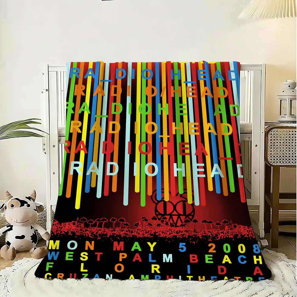 Art Rock Band Radiohead Music Throw 240g Flannel Blanket Lightweight Soft Skin-friendly Summer Thin Throw Blanket