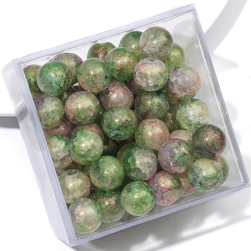 10 мм стеклянные бусины-попки Halo Inside Broken Round Бусины из глазури Ретро-бисер ручной работы Diy Ice Crack Jewelry Бусины-попки для изготовления ювелирных изделий