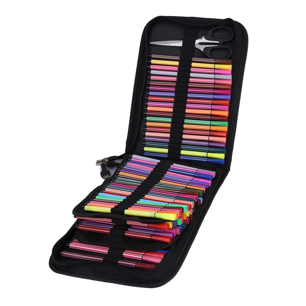 72/120 Slots Pencil Case Black Art Pencil Case Durable Pencil Case Organizer Drawing