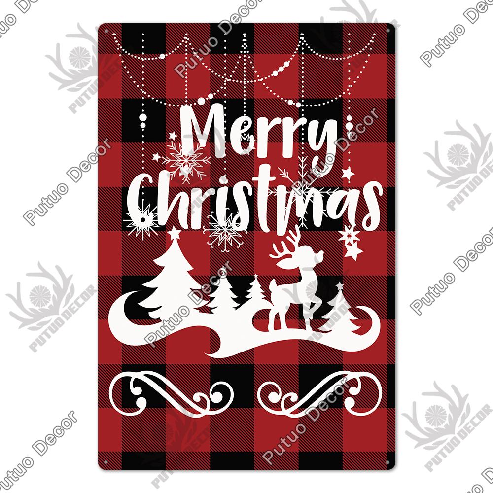Decor Christmas Vintage Tin Sign Plaque Metal Retro Plate Poster for Club Living Room Kitchen Home Wall Art Decoration