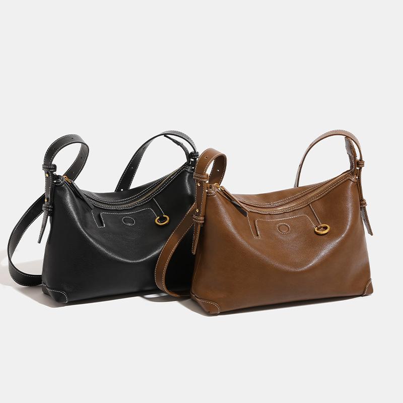 Vegetable-tanned leather hobo bag for women, suede underarm bag, commuter dumpling bag, shoulder and crossbody bag, new for autumn and winter