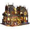 Moin Moin Scale Dollhouse Miniature DIY Kit Magic City Instructions Magic Black Hotel LED Light Acrylic Case Music Box 2405dh419 1/24 Set [English