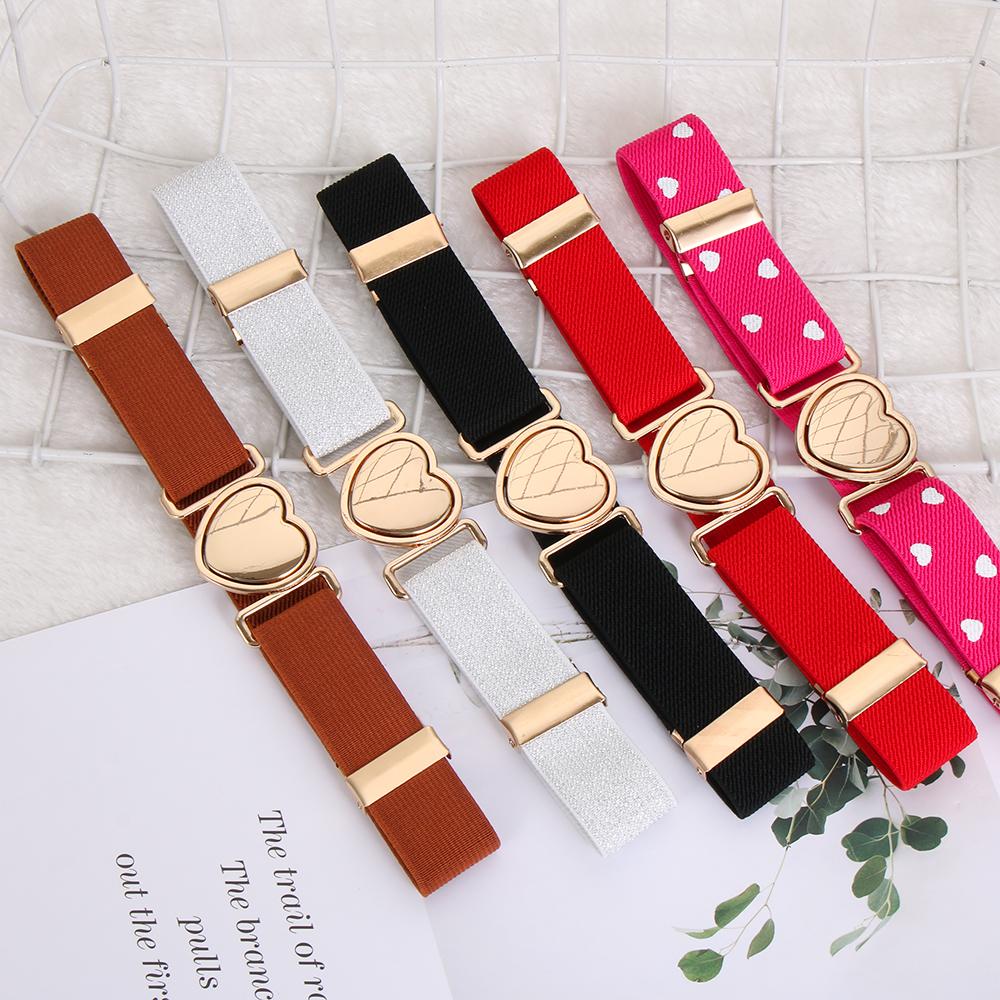Teen Heart Belt Stretch Kids Elastic Belts Dresses Girls Waist Belt