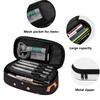 Pencil Case Printed Durable Polyester Fabric Zip Around Closure with Main Pocket Mesh Layer and Removable Pen Divider for Students