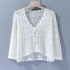 Summer Women's Cut-out Knit Sweater Thin Short Three-quarter Sleeve Sunscreen Cardigan