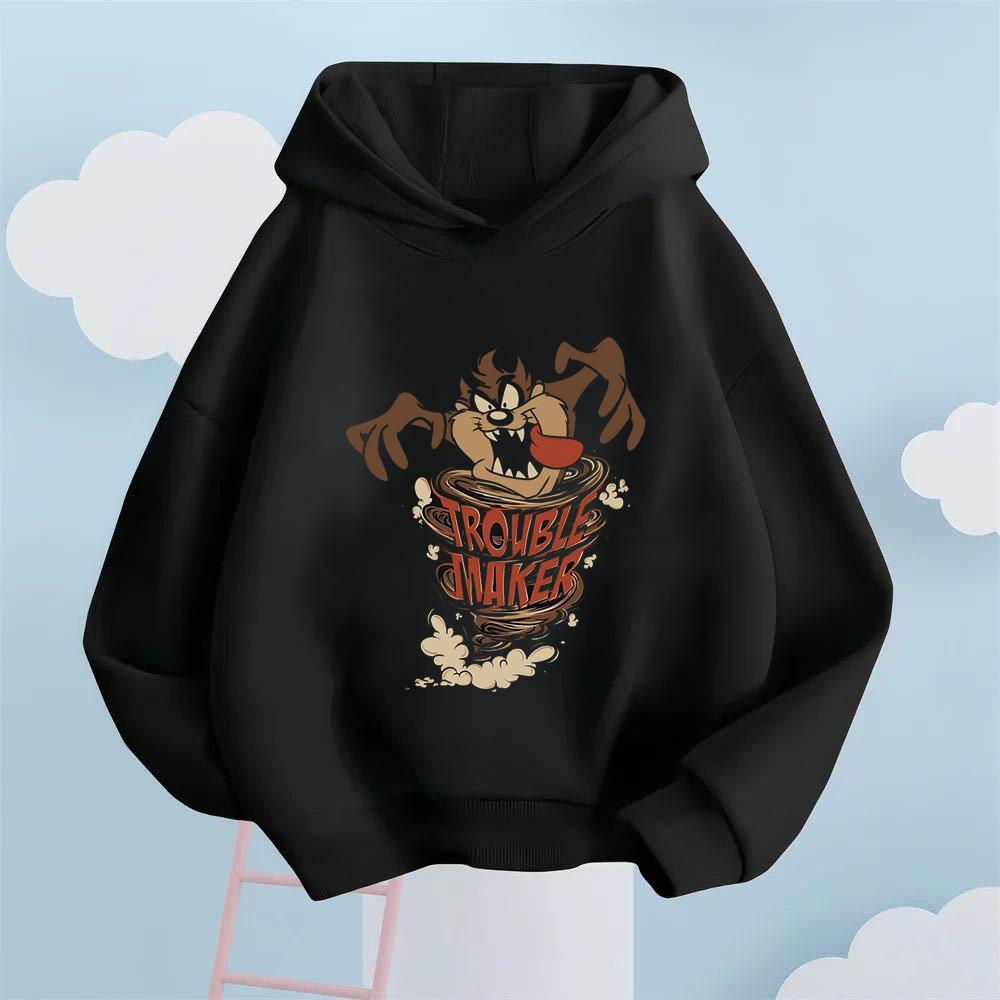 Интересный и Игривый Стиль! Худи детское с принтом мультфильма "Проказник", Игривая и озорная атмосфера американской анимации, Топ для девочки