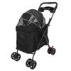 Foldable Pet Stroller Breathable Mesh with 2 Way Zipper Canopy Detachable Food Tray Cup Holder Travel Cat Dog Stroller