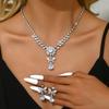European and American style light luxury flower droplet necklace earring set for bride's dinner French jewelry accessories